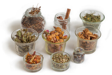 Spices in Glass Containers on Table