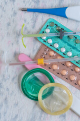 Various Contraceptive Methods on a Flat Surface