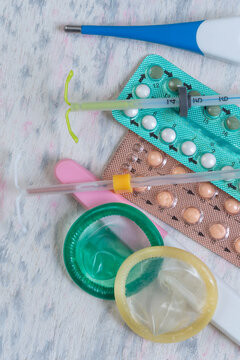 Various Contraceptive Methods on a Flat Surface