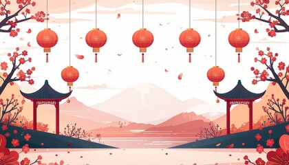 Modern flat illustration for Lunar New Year banner