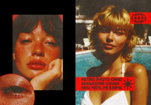 Retro Zine Poster Photo Card Mockup