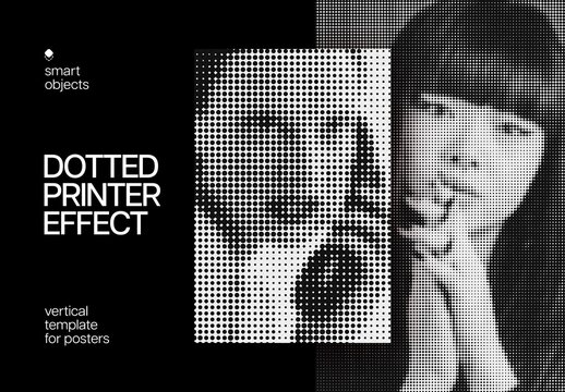 Dotted Printer Poster Photo Effect Mockup