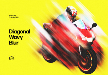 Diagonal Wavy Blur Effect Mockup