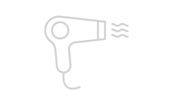 Hair dryer animation icon. isolated on white background.