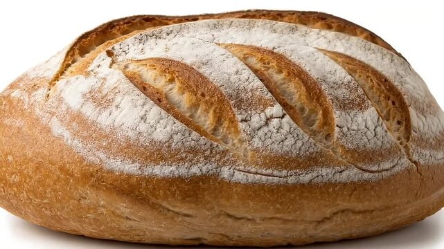 artisan loaf bread on white studio background crusty round loaf