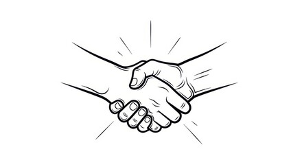 Obraz premium Business Handshake Agreement Line Art Illustration