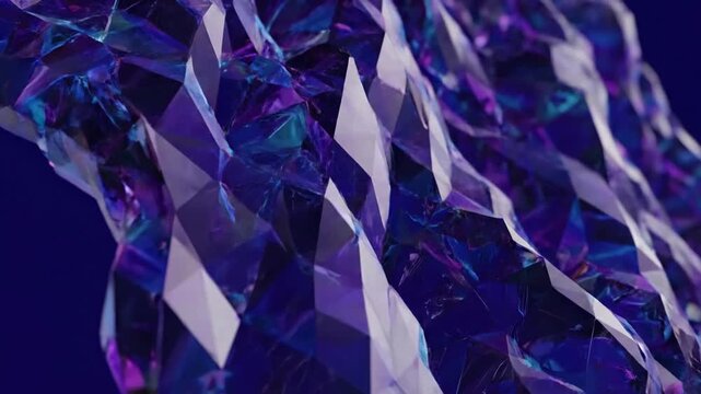 Digital Crystalline Cascade Abstract interpretation of crystal growth or tessellation in a dynamic, falling motion.