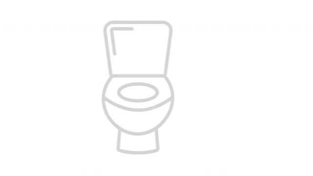 Toilet animation icon for bathroom or WC in clean style, isolated on white