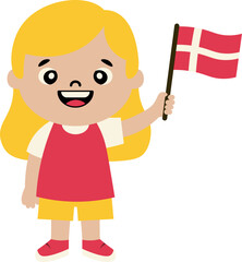 girl Holding Danish Flag vector shape
