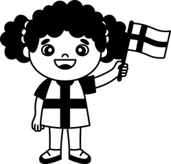 Fototapeta premium girl Holding Danish Flag vector outline