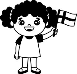 Obraz premium girl Holding Danish Flag vector outline