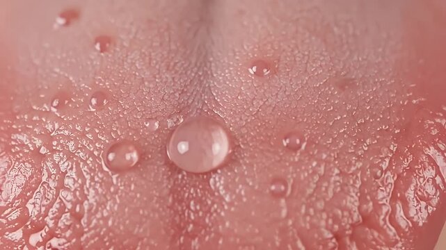 closeup pink skin with water droplets macro shot