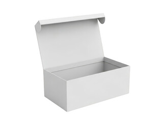 Open empty white cardboard box isolated on transparent background