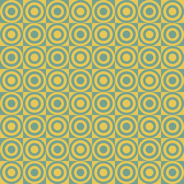 Seamless retro geometric pattern with vintage abstract shapes and mid-century modern colors for background.
