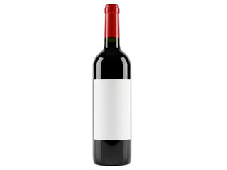 Classic wine bottle with blank label isolated on transparent background