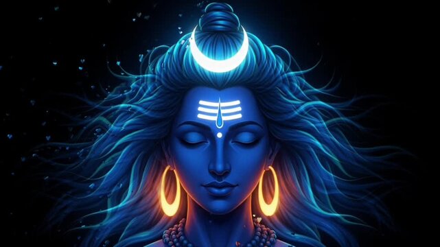 Divine Radiance of Lord Shiva with Crescent Moon and Tripundra. 
