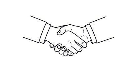 Fototapeta premium Handshake Line Art Illustration for Business Agreement and Partnership Concept