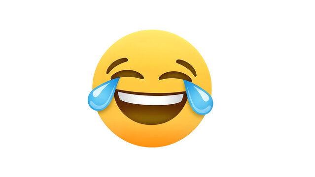 Laughing crying face emoji isolated on transparent background