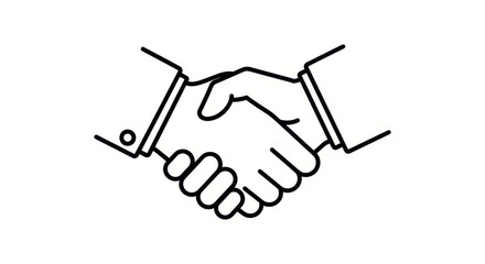 Fototapeta premium Business Handshake Line Art Icon for Partnership and Agreement