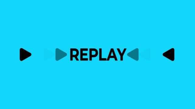 Replay Text icon animation,Replay text animation with white button isolated on a green background,and 4k video animation .
