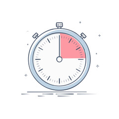 Obraz premium Stopwatch measuring elapsed time with a portion of the dial highlighted in pink