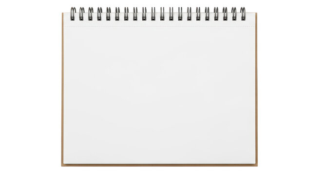 Open spiral notebook blank landscape notepad on transparent background

