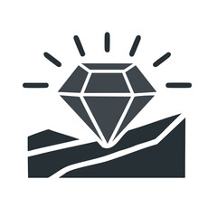 Illuminating diamond emerging from rough terrain symbolizing discovery and preciousness