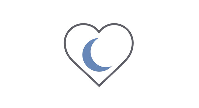 Heart Shape with Crescent Moon Inside.