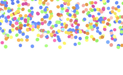 Festive confetti dots in various colors on a white backdrop, perfect for celebrations and party the
