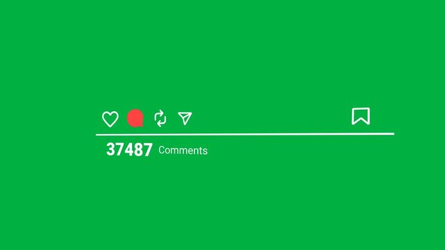 Comments Counter Counting Social Media Animation with Green Screen