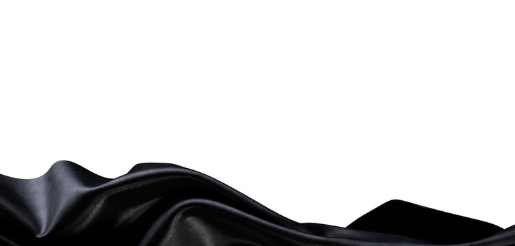 Elegant abstract background with waving black fabric texture, artistic waves on a white backdrop, perfect for design nee