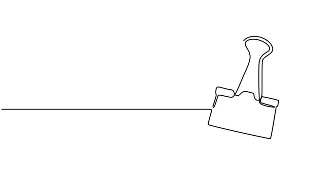 binder clips animation continuous one line drawing, Self drawing line animation paper clip Attach continuous one single line drawn concept video, Minimal linear contour forming attachment symbol. pro.