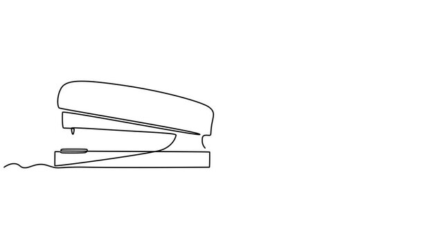 stapler pin animation continuous one line drawing, Animated self drawing of continuous one line draw of Stapler,  illustration concept, Full length single line 4k animation video, Stapler. Staple pro.