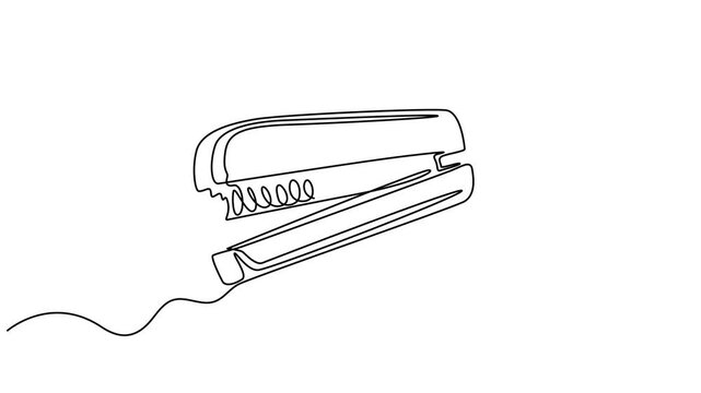 stapler pin animation continuous one line drawing, Animated self drawing of continuous one line draw of Stapler,  illustration concept, Full length single line 4k animation video, Stapler. Staple pro.