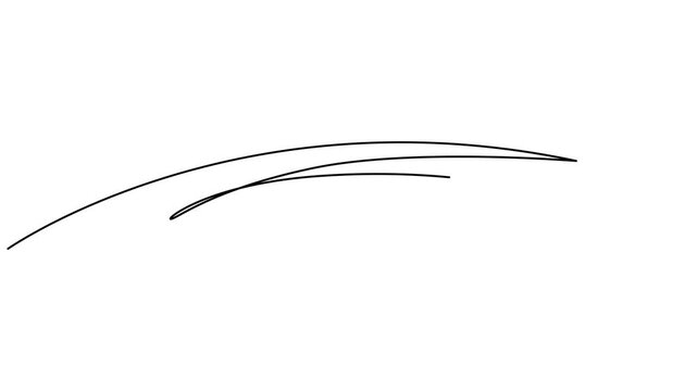 swoosh animation continuous one line drawing, Baseball swoosh decorative calligraphic tail element. Underline retro swoop wave line for athletic shirt. Hand drawn curly swishes, swash, twiddle. Vector