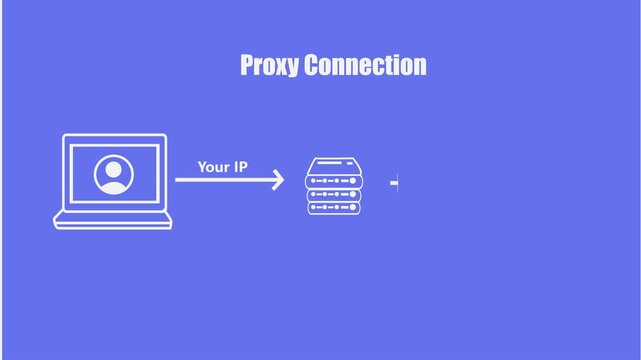 Proxy Connection Network Diagram White Icon on Blue Background