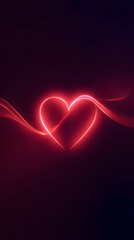 Energy of Love: Abstract Luminous Heart from Neon Waves.