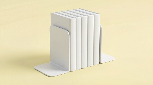 Modern white bookend holding books on desk