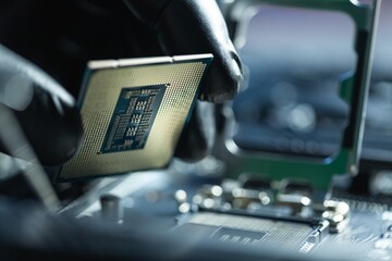 PC computer chip on the motherboard or circuit plate