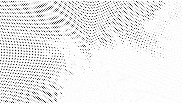 A halftone dot pattern illustration with a white background and gray dots