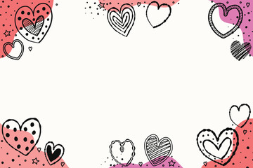 Background collection with cartoon hearts. Design with hand drawn elements for Valentine&rsquo;s Day, Mother&rsquo;s Day and Women&rsquo;s Day. Vector illustration
