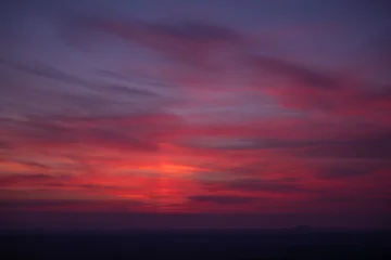 Fotobehang Crimson Beautiful sunset over Somerset countryside, UK  © Arthur Cauty