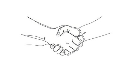 Fototapeta premium Continuous Line Art Handshake Symbolizing Business Agreement and Partnership