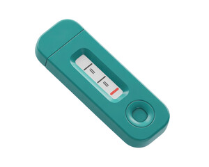 A sleek, modern usb flash drive with a digital display showing data, isolated on transparent background