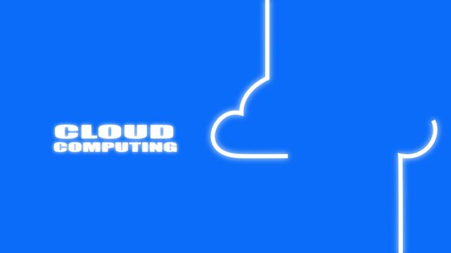 Cloud Computing Technology Concept with Data Upload and Download Icon on Blue Background