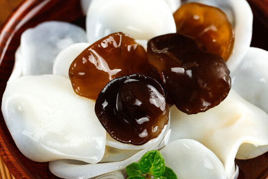 Fresh White Jade Ear Mushrooms from Changbai Mountain Northeast China in Small Bowl
