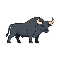 Strong Bull Flat Vector Illustration Isolated on White