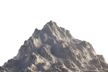 Dramatic rocky mountain peak with jagged edges isolated on transparent background
