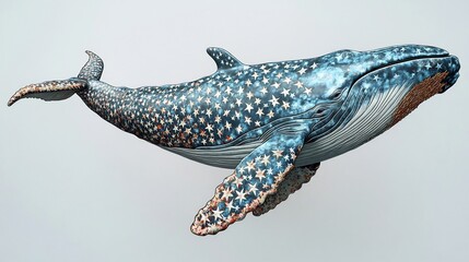 Majestic Spotted Whale Swimming in the Vast Blue Ocean