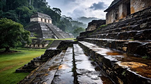Ancient stone ruins in jungle